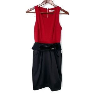 As U Wish Red & Black Exposed Zipper Back Belted Dress With Pockets Size Small